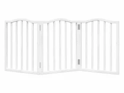 Outlet Clicnbuy Puerta para perros plegable 3 paneles madera álamo blanca 150cm Blanco
