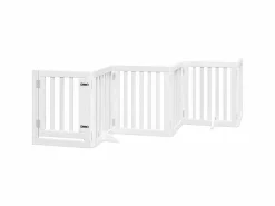 Clicnbuy Puerta para perros plegable 3 paneles madera álamo blanca 300cm