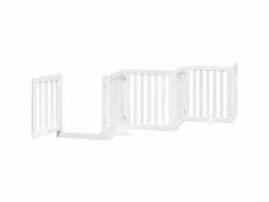 Clicnbuy Puerta para perros plegable 3 paneles madera álamo blanca 300cm