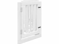 Clicnbuy Puerta para perros plegable 3 paneles madera álamo blanca 300cm