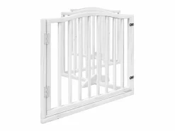 Clearance Puerta para perros plegable 4 paneles madera álamo blanca 320cm Seguridad Para Mascotas