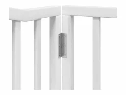 Clearance Puerta para perros plegable 4 paneles madera álamo blanca 320cm Seguridad Para Mascotas