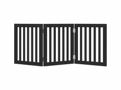 Discount Clicnbuy Puerta para perros plegable 3 paneles madera álamo negra 150 cm Negro