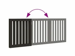 Discount Clicnbuy Puerta para perros plegable 3 paneles madera álamo negra 150 cm Negro