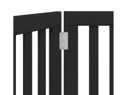 Discount Clicnbuy Puerta para perros plegable 3 paneles madera álamo negra 150 cm Negro