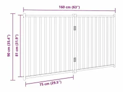 Clicnbuy Puerta para perros plegable 2 paneles madera de abeto 160 cm