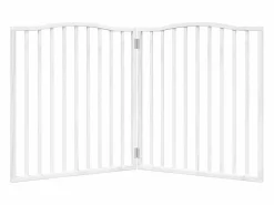 Discount Puerta para perros plegable 2 paneles madera álamo blanca 160cm Seguridad Para Mascotas