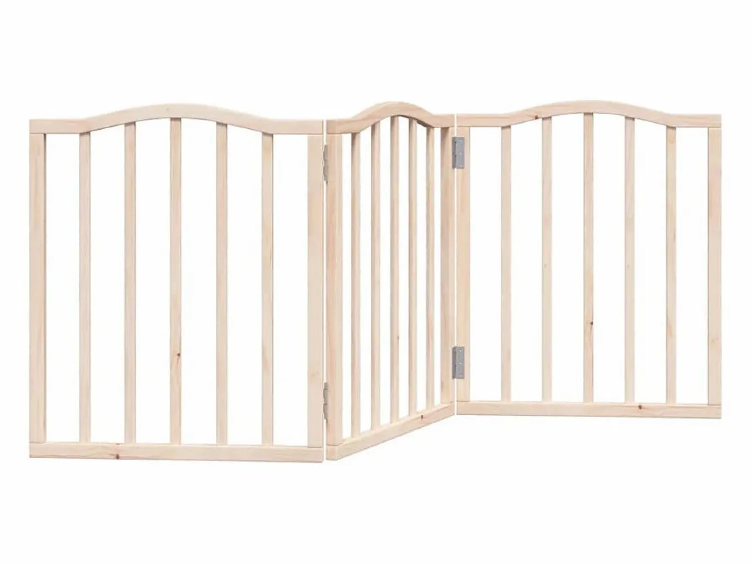 Outlet Clicnbuy Puerta para perros plegable 3 paneles madera de álamo 150 cm Marru00f3n