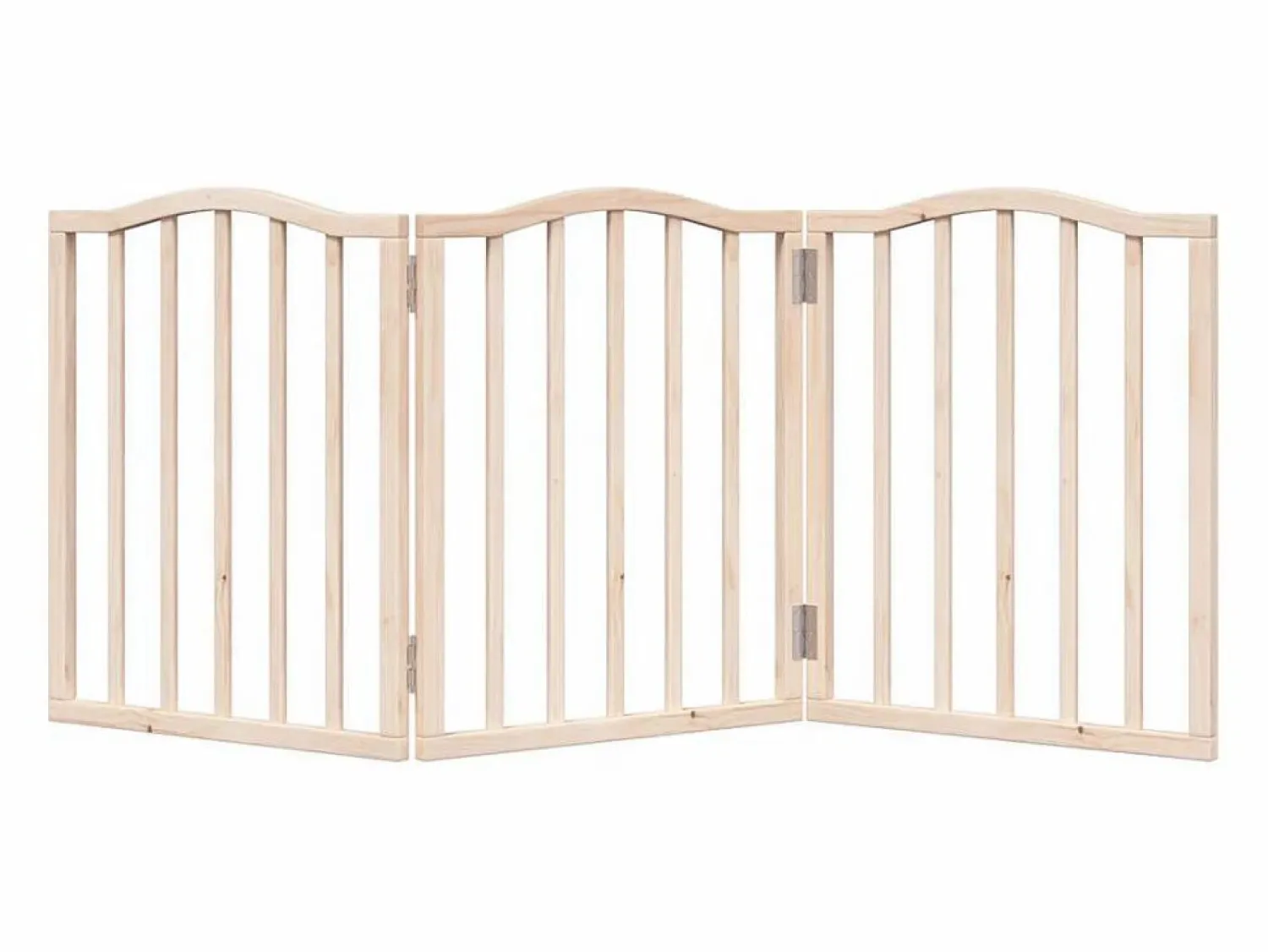 Outlet Clicnbuy Puerta para perros plegable 3 paneles madera de álamo 150 cm Marru00f3n