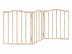 Outlet Clicnbuy Puerta para perros plegable 3 paneles madera de álamo 150 cm Marru00f3n