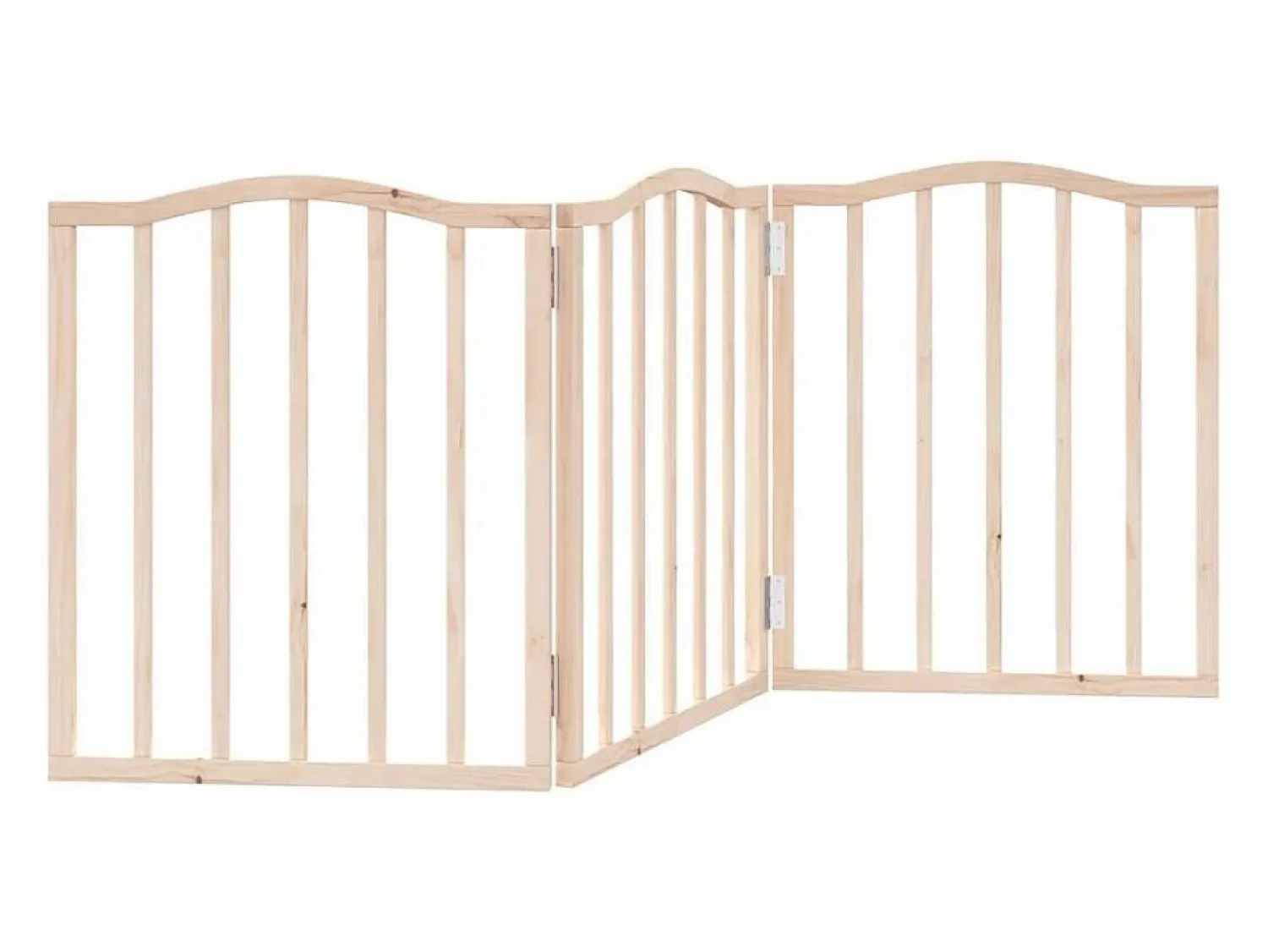 Outlet Clicnbuy Puerta para perros plegable 3 paneles madera de álamo 150 cm Marru00f3n