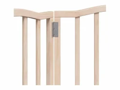 Outlet Clicnbuy Puerta para perros plegable 3 paneles madera de álamo 150 cm Marru00f3n