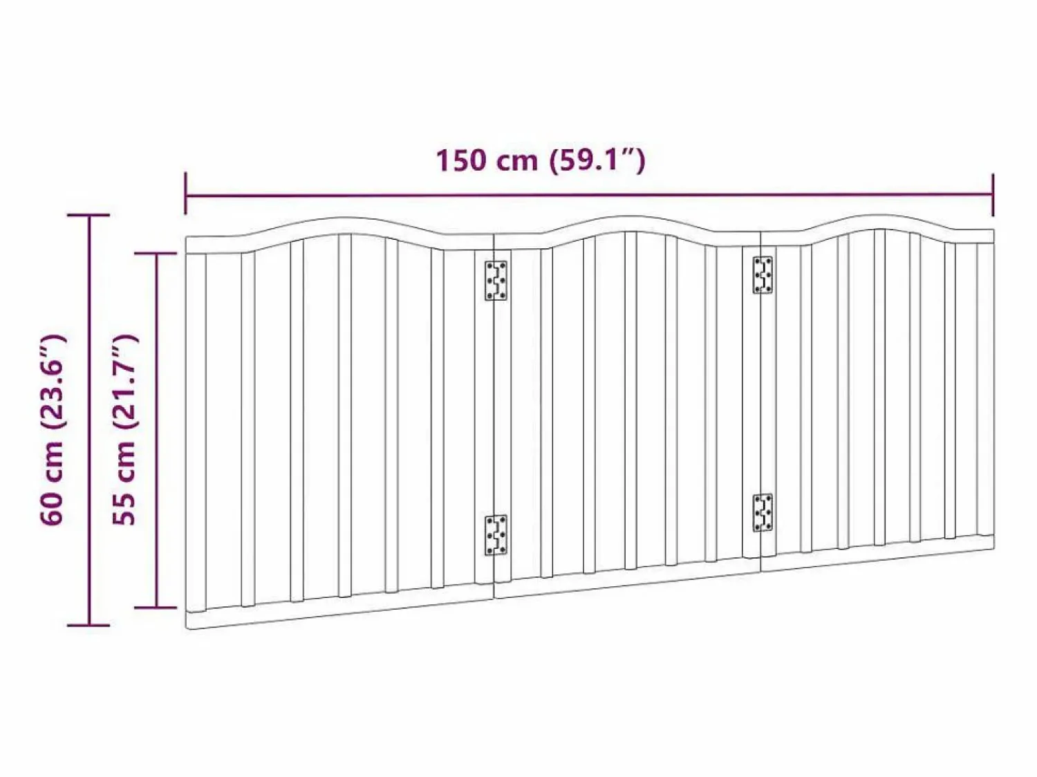 Outlet Clicnbuy Puerta para perros plegable 3 paneles madera de álamo 150 cm Marru00f3n