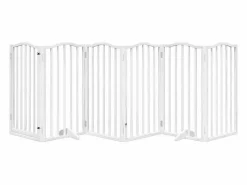 Online Puerta para perros plegable 3 paneles madera álamo blanca 300cm Seguridad Para Mascotas