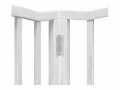 Online Puerta para perros plegable 3 paneles madera álamo blanca 300cm Seguridad Para Mascotas