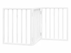 Hot Clicnbuy Puerta para perros plegable 3 paneles madera álamo blanca 150cm Blanco