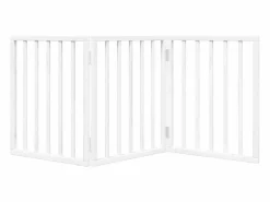 Hot Clicnbuy Puerta para perros plegable 3 paneles madera álamo blanca 150cm Blanco
