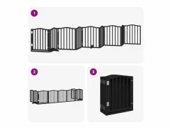 Clicnbuy Puerta para perros plegable 9 paneles madera álamo negra 450 cm