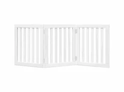 Clicnbuy Puerta para perros plegable 3 paneles madera álamo blanca 150cm