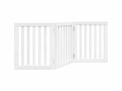 Clicnbuy Puerta para perros plegable 3 paneles madera álamo blanca 150cm
