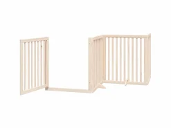 Outlet Puerta para perros plegable 6 paneles madera de álamo 480 cm Seguridad Para Mascotas