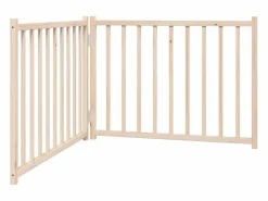 Clearance Clicnbuy Puerta para perros plegable 2 paneles madera de abeto 160 cm Marru00f3n