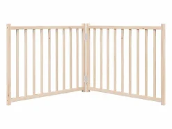 Clearance Clicnbuy Puerta para perros plegable 2 paneles madera de abeto 160 cm Marru00f3n