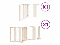 Clicnbuy Puerta para perros plegable 6 paneles madera de álamo 480 cm