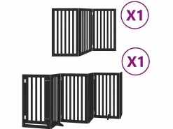 Outlet Puerta para perros plegable 9 paneles madera álamo negra 450 cm Seguridad Para Mascotas