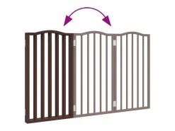 New Clicnbuy Puerta para perros plegable 3 paneles álamo marrón roble 150 cm Marru00f3n