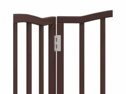 New Clicnbuy Puerta para perros plegable 3 paneles álamo marrón roble 150 cm Marru00f3n