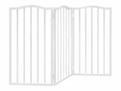 Outlet Clicnbuy Puerta para perros plegable 3 paneles madera álamo blanca 150cm Blanco