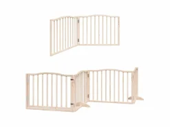Puerta para perros plegable 8 paneles madera de álamo 640 cm Seguridad Para Mascotas