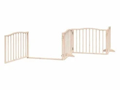 Puerta para perros plegable 8 paneles madera de álamo 640 cm Seguridad Para Mascotas
