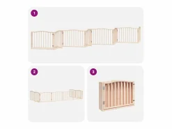 Puerta para perros plegable 8 paneles madera de álamo 640 cm Seguridad Para Mascotas
