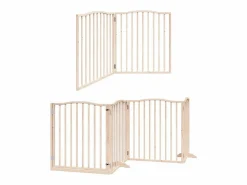 Clicnbuy Puerta para perros plegable 10 paneles madera de álamo 800 cm