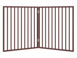 Outlet Clicnbuy Puerta para perros plegable 2 paneles madera álamo marrón 160cm Marru00f3n