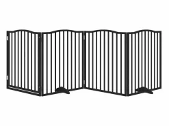 Sale Clicnbuy Puerta para perros plegable 4 paneles madera álamo negra 320 cm Negro