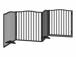 Sale Clicnbuy Puerta para perros plegable 4 paneles madera álamo negra 320 cm Negro