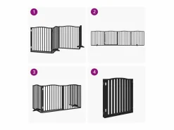 Sale Clicnbuy Puerta para perros plegable 4 paneles madera álamo negra 320 cm Negro