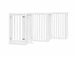 Clicnbuy Puerta para perros plegable 3 paneles madera álamo blanca 300cm