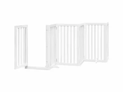 Clicnbuy Puerta para perros plegable 3 paneles madera álamo blanca 300cm