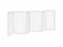 Clicnbuy Puerta para perros plegable 3 paneles madera álamo blanca 300cm