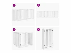 Clicnbuy Puerta para perros plegable 3 paneles madera álamo blanca 300cm