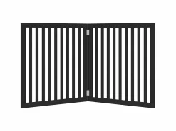 Sale Puerta para perros plegable 2 paneles madera álamo negra 160 cm Seguridad Para Mascotas