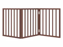 Discount Puerta para perros plegable 3 paneles madera álamo marrón 150cm Seguridad Para Mascotas