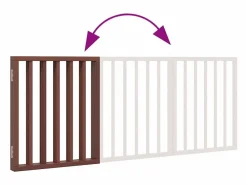 Discount Puerta para perros plegable 3 paneles madera álamo marrón 150cm Seguridad Para Mascotas