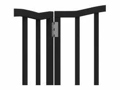 New Clicnbuy Puerta para perros plegable 3 paneles madera álamo negra 150 cm Negro