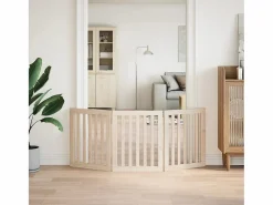 Online Puerta para perros plegable de 3 paneles, 150 cm, madera de álamo Seguridad Para Mascotas