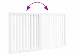 Puerta para perros plegable 2 paneles madera álamo blanca 160cm Seguridad Para Mascotas